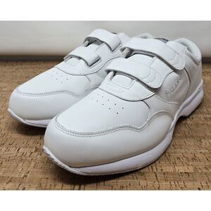 Propet LifeWalker Strap‎ White Leather Strap Men's 12D Casual Shoe